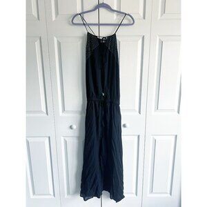 Tiare Hawaii Black Blue Beaded Sleeveless Maxi Dress Women's One Size OS